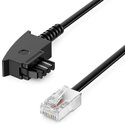 deleyCON 3,0m Routerkabel TAE-F auf RJ45 (8P2C) Anschlusskabel Kompatibel mit DSL ADSL VDSL Fritzbox Internet Router an Telefondose TAE - Schwarz
