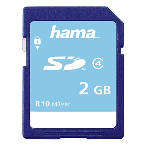 Hama Speicherkarte SD 2GB (SD-2.0 Standard, Class 4, Datensicherheit dank mechanischem Schreibschutz, Beschriftungsfeld)