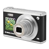 4K-Digitalkamera, 60 MP Ultra HD 10-facher Optischer Zoom, Kompakter Vlogging-Kamera-Camcorder, Tragbare Reisekamera, für (Schwarz)