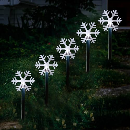 Weihnachtsdeko Garten Lichter, Weihnachtsdeko Aussen Schneeflocken Lichterkette, Weihnachten Rasen LED Lichter mit 8 Modus, Garten & Außen IP44 wasserdicht Batteriebetrieben