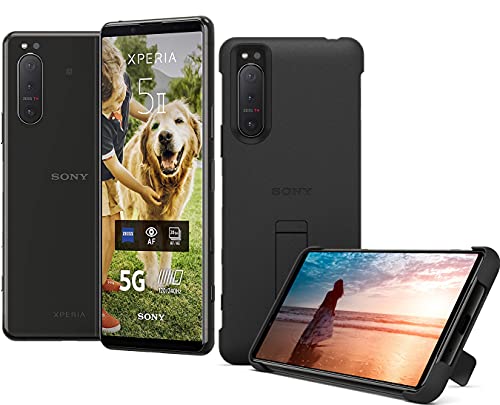 Sony Xperia 5 II 5G Smartphone (15,5 cm (6.1 Zoll) 21:9 CinemaWide FHD+ HDR OLED-Display, Dreifach-Kamera-System, Android 12, SIM Free, 8 GB RAM, 128 GB Speicher) inkl. Case Schwarz, XQAS52C0B-AMA.YD