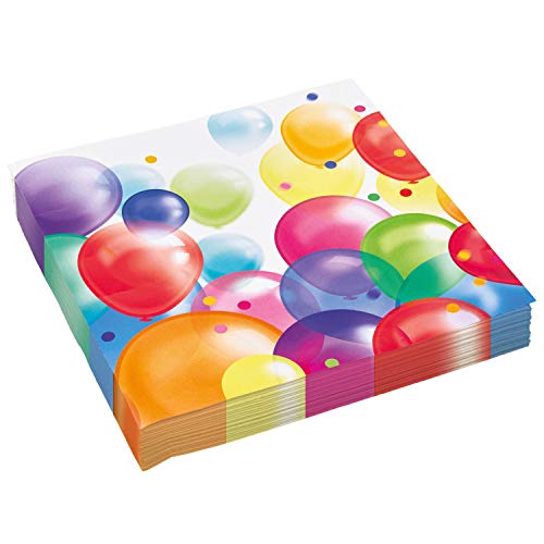 Amscan 9904392 - Servietten Balloons, 20 Stück, 33 x 33 cm, Happy Birthday, Geburtstag, Party