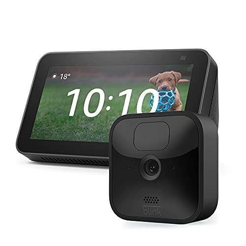 Blink Outdoor HD-Sicherheitskamera (1 Kamera) + Echo Show 5 (2. Generation, Anthrazit)