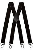 Olata Hosenträger Herren breit – Mehrzweck Hosenträger X-Form mit überkreuzten Riemen und Karabinerhaken – 4 cm. Schwarz (Schwarz Clips)