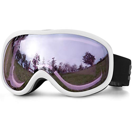 SPOSUNE Skibrille Damen Herren Snowboardbrille OTG Kids Skibrille Brille Wear Anti-Fog 100% UV400 Schutz für Skifahren Rollschuhlaufen Windschutz Schlagfest Helm kompatibel