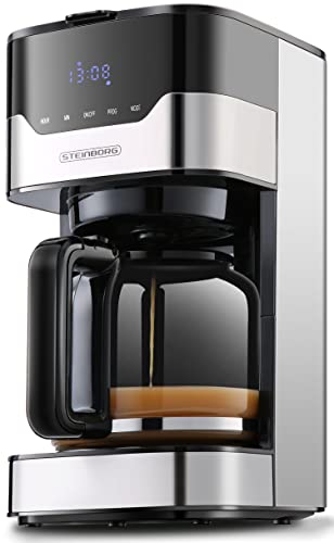 Filterkaffeemaschine mit Timer | 1,5 Liter Kapazität | 900 Watt | Kaffeemaschine klein | Warmhaleplatte | Dauerfilter | Digitale Kaffeemaschine | Wasserstandsanzeige | Kaffee Maschine