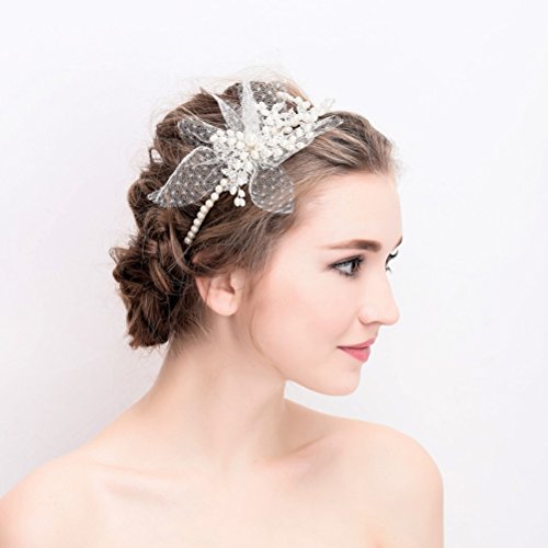 Frcolor Kristall Hochzeit Stirnband, Peal Flower Haarband Kopfschmuck Tiara Braut Haarschmuck