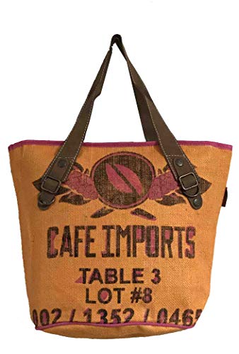 HOGACA coole Damenhandtasche Mod. 1.9 Table 3 in Orange aus Kaffeesack Jutesack Sommer-Strand-Hippie-Ibiza-Tasche