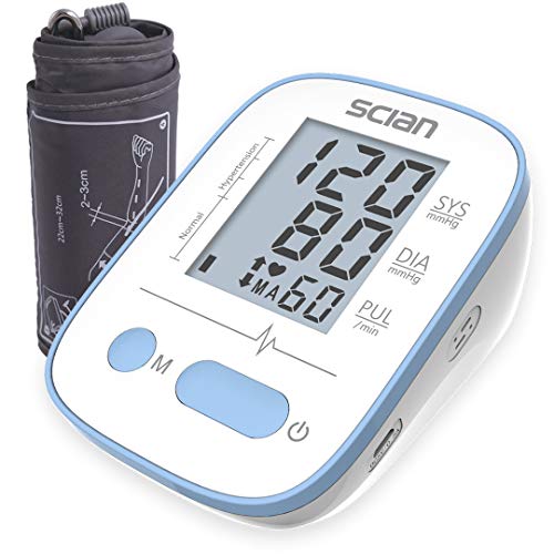 SCIAN Digitale Blutdruckmessgerät Oberer Arm, Genauigkeit Automatisch Blutdruckmessgerät Maschine mit USB Anschluss & XL-Display - 90 sets der Erinnerung, Große Manschette(22-32cm)
