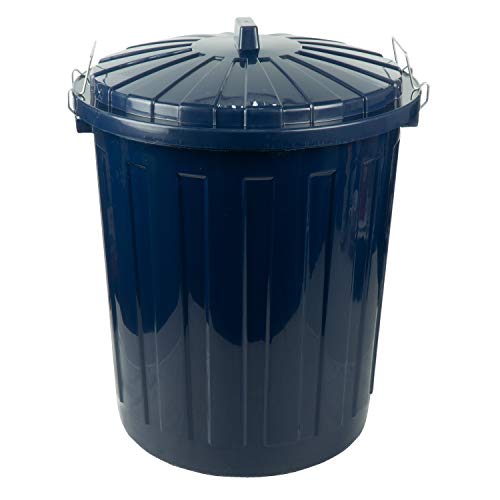 HRB Maxitonne 50 Liter blau, Tonne aus stabilem Hartplastik, abnehmbarer Deckel mit Metallverschlüssen, geeignet für Wäsche, Spielzeug oder als Mülleimer Küche