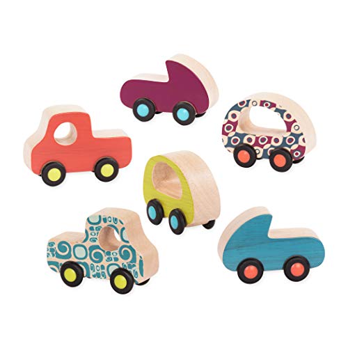 B. toys Holzspielzeug, 6 Spielzeugautos für Babys und Kinder – Bunte Holzautos mit Rädern – Babyspielzeug für Mädchen und Jungen ab 1 Jahr