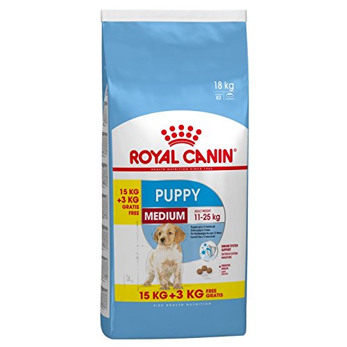 Royal Canin Medium Junior Hundefutter, 15 kg plus 3 kg extra, 1er Pack (1 x 18 kg)