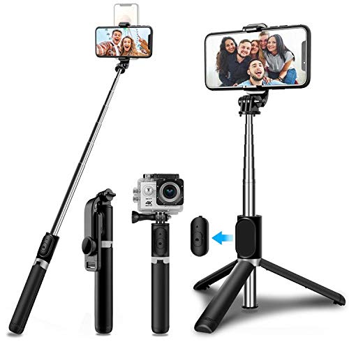 SYOSIN Selfie Stick Stativ, Erweiterbar 103 cm Selfie Stange mit Bluetooth Fernbedienung für Gopro Kleine Kamera und iPhone Android Samsung 3,5-6.8 Zoll Smartphone