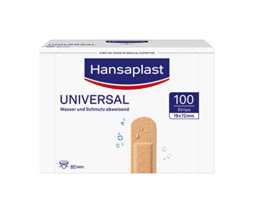 Hansaplast Universal Pflaster (100 Strips), schmutz- und wasserabweisende Wundpflaster, Pflaster Set mit starker Klebkraft & Bacteria Shield als Großpackung