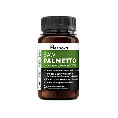 Herboxa Saw Palmetto Nahrungsergänzungsmittel | Entlastung von Blase und Harnwegen | Besseren Gesundheit der Prostata - 60 Vegane Kapseln