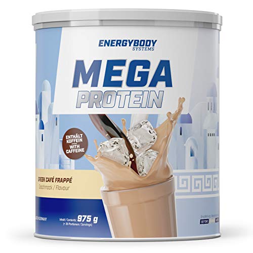 Energybody Mega Protein Café Frappé 975 g / Mehrkomponenten Protein mit Casein Whey Mix als Eiweißshake / Eiweisspulver ohne Aspartam/ Protein-Pulver / 39 Portionen