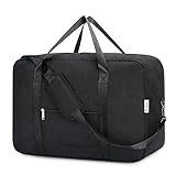 Narwey Handgepäck Tasche für Flugzeug Faltbare Reisetasche Damen Weekender Bag Sporttasche Damen Herren Handgepäck Koffer Groß 40L(Schwarz)
