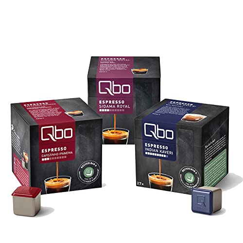 Tchibo Qbo Probierset Espresso, Premium Kaffeekapseln, 81 Stück (3x 27 Kaffeekapseln), nachhaltig & aus 70% nachwachsenden Rohstoffen