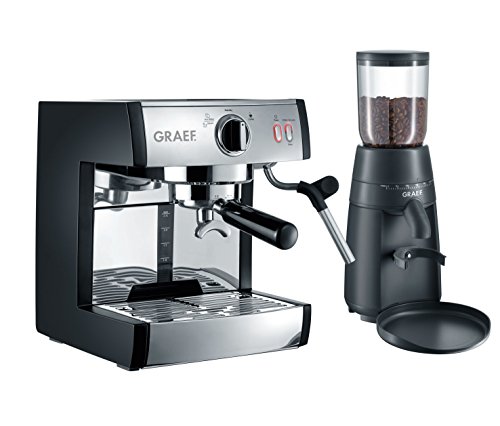 Graef ES702EUSET Siebträger-Espressomaschine, 2 cups, schwarz-matt/edelstahl