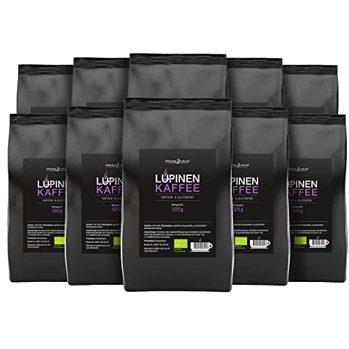 effective nature Lupinenkaffee - 10 x 500 g Pulver - Der ideale Kaffeeersatz - Koffein- und Glutenfrei - Aus kontrolliertem Bio-Anbau - In Deutschland hergestellt - Vollmundig aromatischer Geschmack