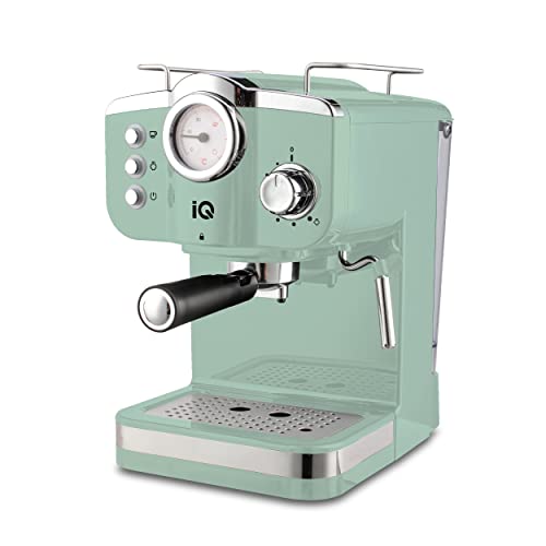 iQ Smart 3 in 1 Kaffeemaschine Espressomaschine Kompatibel mit Nespresso-Kapseln - 20Bar Espressomaschine mit gemahlenem Kaffee, Kaffeepads - Elegantes Retro-Design und benutzerfreundlich - Minze