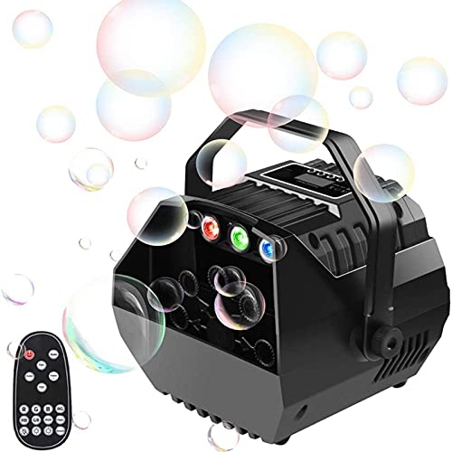 U`King Kleine Seifenblasenmaschine mit RGB Lichter Schaummaschine Automatischer Blasenmaschine Bubble Machine von Fernbedienung für Kinder Party Hochzeit Blasengebläse