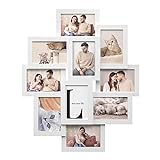 SONGMICS Bilderrahmen-Collage, Fotorahmen Familie, für 10 Fotos je 10 x 15 cm (4 x 6 Zoll), aus MDF-Platten, Montage erforderlich, weiß RPF20WT