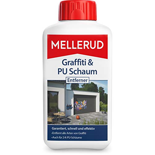 Mellerud Graffiti & PU Schaum Entferner – Zuverlässige Hilfe bei Verschmutzungen durch Graffiti, 2-K-PU-Schäumen, Marker und Filzstiften – 1 x 0,5 l