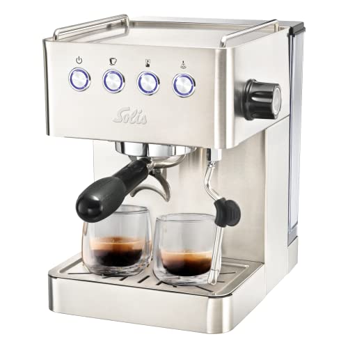 Solis Espressomaschine Barista Gran Gusto 1014 - Siebträgermaschine - Tassengröße programmierbar - Dampf-/Heißwasserdüse - 58 mm Profi-Siebhalter - Edelstahl