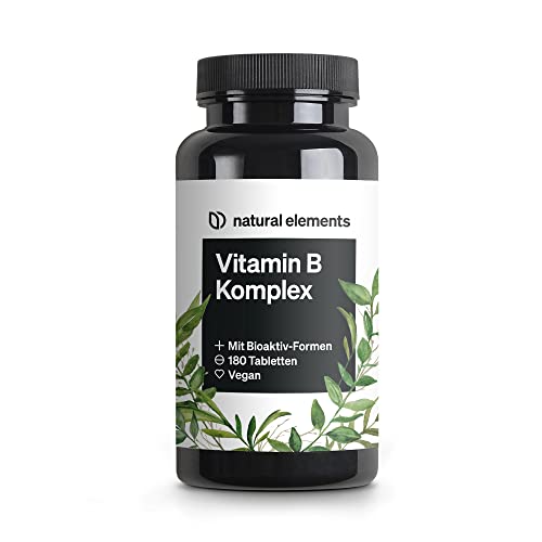 Vitamin B Komplex mit B12-180 Tabletten - Premium: Mit Aktivformen, Quatrefolic®, Kofaktoren - Laborgeprüft, vegan
