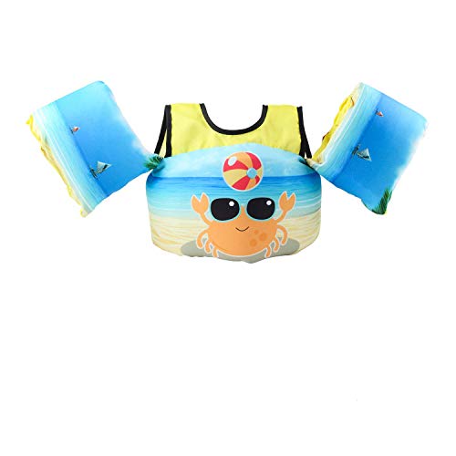 VIEKUU Schwimmhilfe Schwimmflügel Kinder Schwimmen Weste zum für Kinder von 2-6 Jahre 15-25kg Schwimmflügel Mit Sicherheitsschnalle für Kleinkinder Schwimmen zu Lernen (Orangenkrabben)