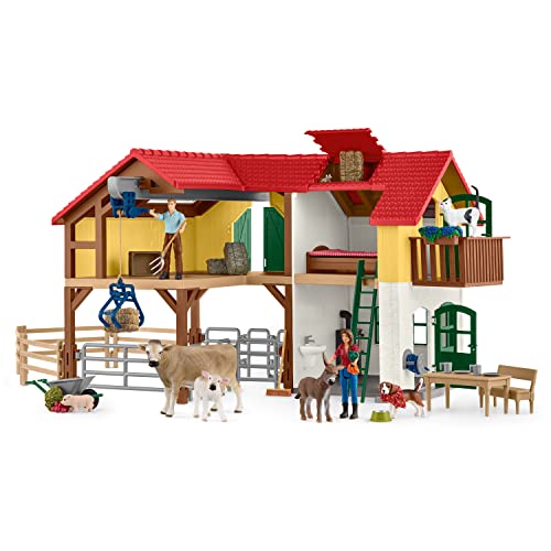 Schleich 42407 Farm World Spielset - Bauernhaus mit Stall und Tieren, Spielzeug ab 3 Jahren, Large