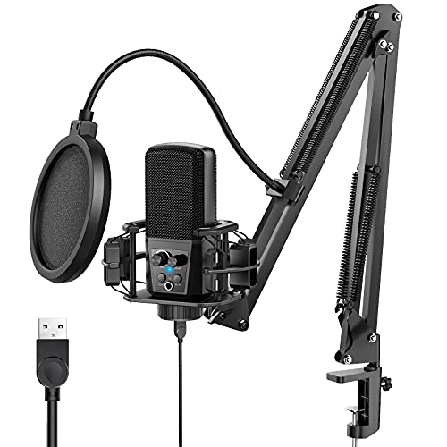 JEEMAK USB Mikrofon, 192KHZ/24Bit Mikrofon mit Nierencharakteristik, Mikrofon PC für Aufnahme Podcasting YouTube Gaming Streaming