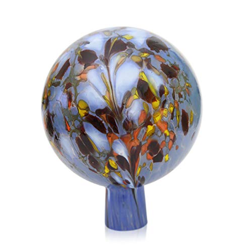 Lauschaer Glas Gartenkugel Rosenkugel aus Glas mit Granulat hellblau h 19cm,d 15cm mundgeblasen handgeformt