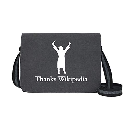 Thanks Wikipedia - Umhängetasche Messenger Bag für Geeks und Nerds mit 5 Fächern - 15.6 Zoll, Schwarz Anthrazit