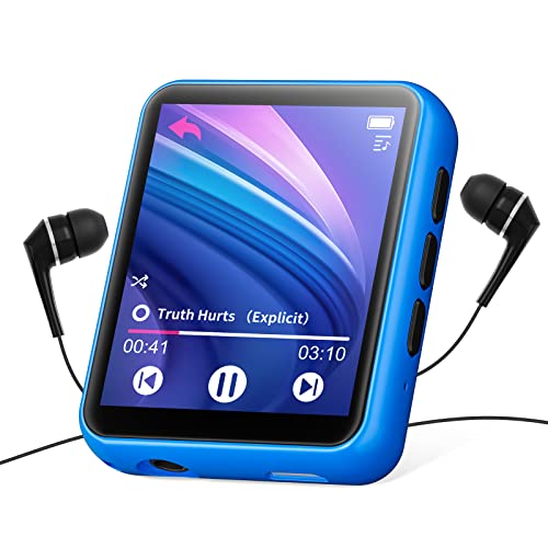 joliker 32GB MP3 Player Bluetooth 5.0 mit Voller Touchscreen, Verlustfreier HiFi-Musikplayer Metallgehäuse, UKW-Radio, Lautsprecher, Line-in Aufnahme, Unterstützung bis zu 128 GB, Blau, MY532GBlueEU