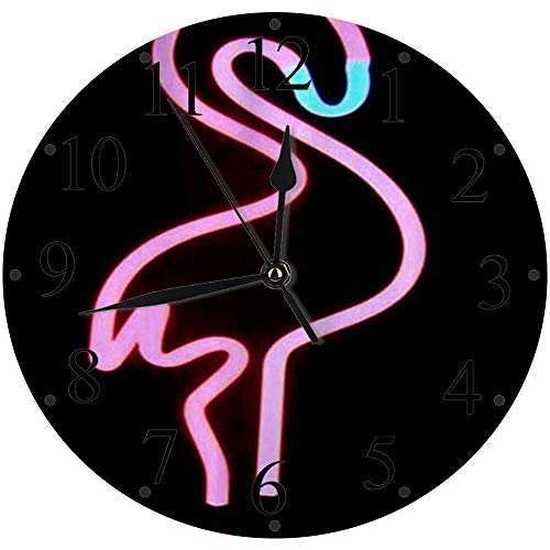 Yaoni lautlosem Uhrwerk - 30 cm Rund Wanduhr,Flamingos Ficken vom Thema ab,für Wohn- /Schlaf-Kinderzimmer Büro Cafe Restaurant