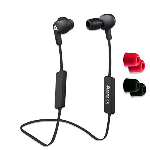 KLIM Pulse Bluetooth 4.1 In-Ear Kopfhörer - Neue 2021 - Kabellose Kopfhörer – Geräuschreduzierung – Perfekt für Sport, Musik, Anrufe, Gaming, etc. Magnetisch + Neue Memory Schaum Ohrstöpsel Schwarz