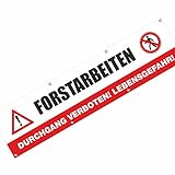 KDS Forstarbeiten Durchgang verboten! Spannbanner Banner Werbebanner Plakat 2,00 x 0,5 Meter