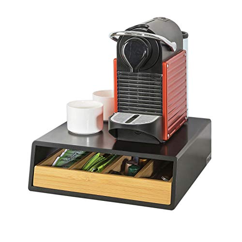SoBuy FRG280-SCH Design Kaffeekapsel Box Kapselspender Schubladenbox zur Aufbewahrung von Kaffeekapseln, Teebeuteln Kapselständer, Bambus mit schwarz BHT ca.: 30x10x31cm