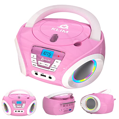 KLIM Candy Kids Boombox CD Player für Kinder NEU 2022 + UKW-Radio + Inklusive Batterien + Rosa - CD Player tragbar - CD Player Kinder mit Lautsprechern Kinder und Kleinkinder