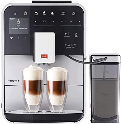 Melitta Caffeo Barista TS Smart F850-101 Kaffeevollautomat mit Milchbehälter | Smartphone-Steuerung mit Connect App | One Touch Funktion | Pro Aqua Filtertechnologie | Silber