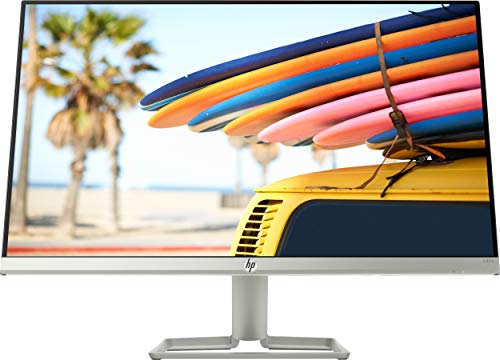 HP 24fw Monitor - 23,8 Zoll Bildschirm, Full HD IPS Display, eingebaute Lautsprecher, AMD FreeSync, HDMI, VGA, 1920 x 1080, 60Hz, 5ms Reaktionszeit, silber / weiß