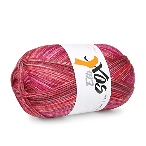 ggh ElbSox - 6 Flow - Color / 6fach Sockenwolle - Schurwolle Mischung - 150g Sockenwolle - Lauflänge ca.375m - Nadelstärke 3-4 - Farbe 005 - Rot Dégradé