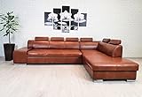 Quattro Meble Echtleder Ecksofa London II 6z 300 x 220 Sofa Couch mit Schlaffunktion, Bettkasten und Kopfstützen Echt Leder Granada Savannah Eck Couch Farbauswahl