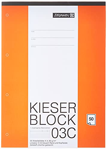Brunnen 1042923 KIESER-Block Lineatur 3 (A4, 50 Blatt, blanko, 80 g/m², Klasse 3)
