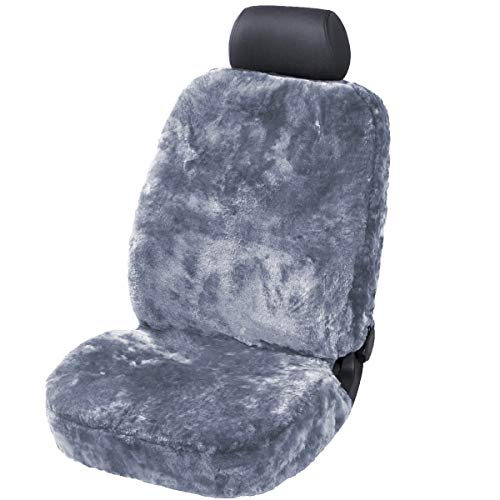 Torrex® Lammfell-Sitzbezug - kein Patchwork - Vollbezug mit allgemeiner Betriebserlaubnis (ABE) Universalgröße (Farbe Anthrazit)