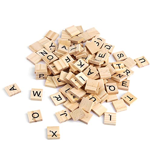 KingSaid 200 x Scrabble Buchstaben Holz Scrabblefliesen Scrabblesteine Alphabet Brettspiel
