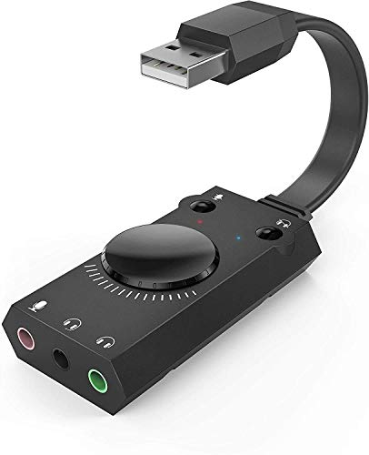 TechRise Externe Soundkarte 2 in 1 USB Stereo Sound Card Adapter mit Lautstärkeregler und Volume Kontrolle Plug & Play für PC, Notebook, Tablet, MacBook