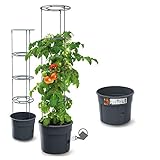 Blumentopf Tomatentopf Topf für Tomatenpflanzen 28L Tomatenzüchter Gesamthöhe 153cm Pflanzen-Aufzucht-Turm mit Rankhilfe Rangitter (Ø 400)